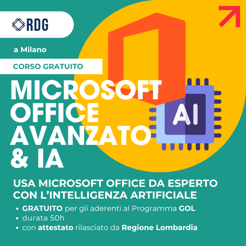 Corso gratuito Microsoft Office Avanzato e Intelligenza artificiale a Milano per disoccupati